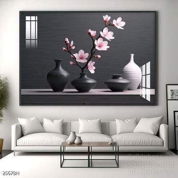 File tranh bình hoa đẹp decor tường nhà trang trí