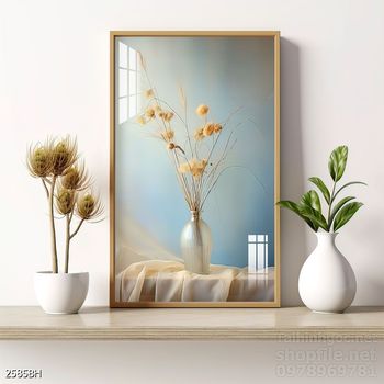 File tranh bình hoa đẹp decor tường nhà trang trí
