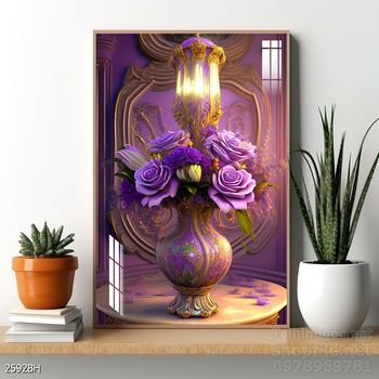 Mẫu tranh bình hoa nghệ thuật decor tường