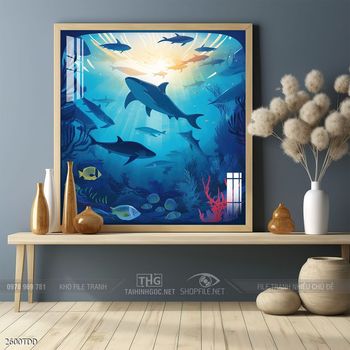 Tranh cá heo decor trang trí tường nhà