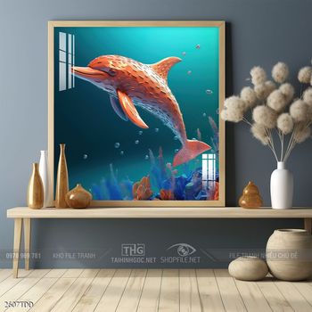 Tranh treo tường cá heo dễ thương