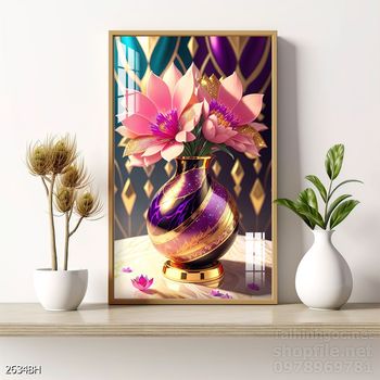 Tranh bình hoa đẹp trang trí tường