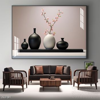 Mẫu tranh bình hoa sang trọng đẹp độc đáo