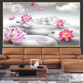 Tranh hoa sen, cá chép hiện đại