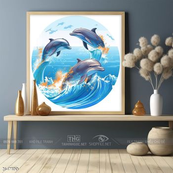Tranh treo tường cá heo dễ thương