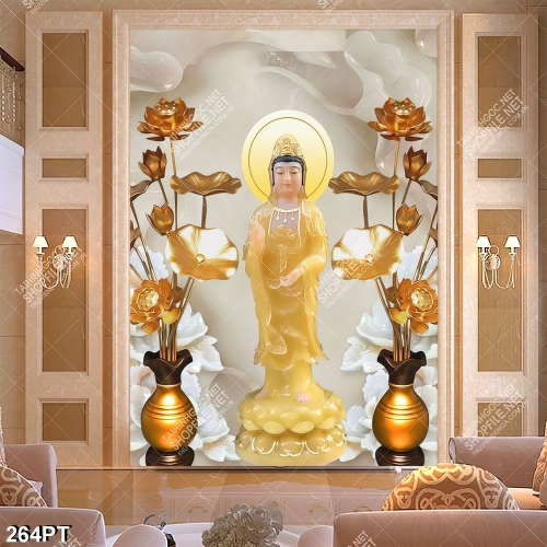 Tranh phòng thờ phật quan thế âm giả ngọc