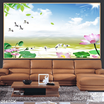 Tranh hoa sen, cá chép trang trí nghệ thuật
