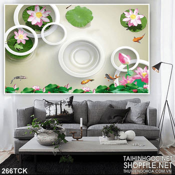 Tranh hoa sen, cá chép trang trí nghệ thuật