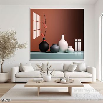 Tranh bình hoa độc đáo trang trí phòng khách