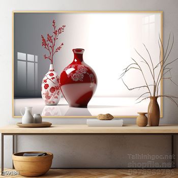 File tranh bình hoa đẹp decor tường nhà trang trí