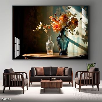 Mẫu tranh bình hoa nghệ thuật decor trang trí tường