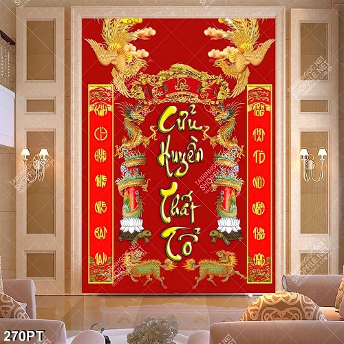 Tranh thờ tổ tiên Cửu Huyền Thất Tổ file gốc