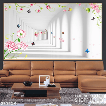 Tranh hoa sen, cá chép trang trí tường