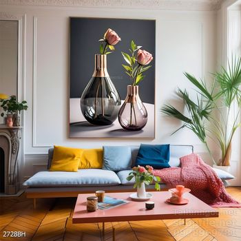 File tranh bình hoa đẹp decor tường nhà trang trí