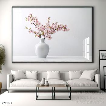 Mẫu tranh bình hoa mới nhất trang trí phòng khách, phòng ăn