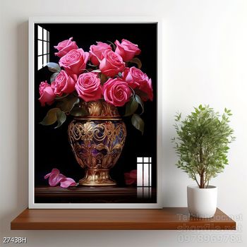 Mẫu tranh bình hoa sang trọng đẹp độc đáo