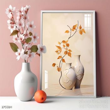 Mẫu tranh bình hoa nghệ thuật decor tường