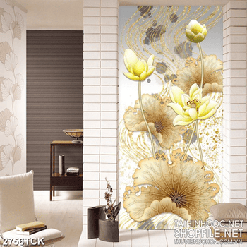 Tranh hoa sen cá chép vàng khoe sắc trong dòng nước mát