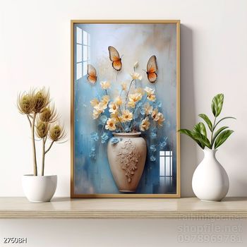 Mẫu tranh bình hoa mới nhất trang trí phòng khách, phòng ăn