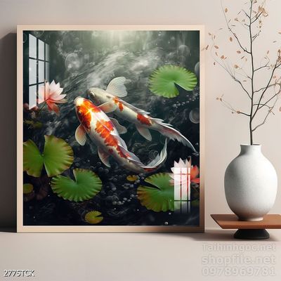 Tranh cá chép hoa sen treo tường mang nhiều ý nghĩa