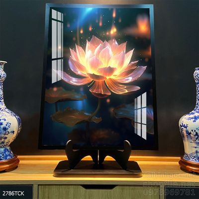 Tranh trang trí phòng khách cá chép hoa sen