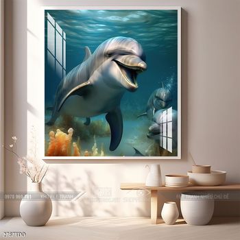 Tranh cá heo đẹp độc đáo