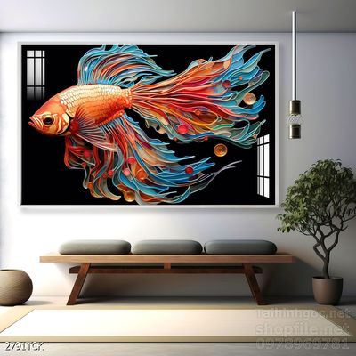 Tranh cá chép hoa sen nghệ thuật hiện đại