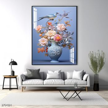 Mẫu tranh bình hoa nghệ thuật decor trang trí tường
