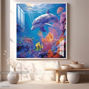 Tranh cá heo decor trang trí tường nhà