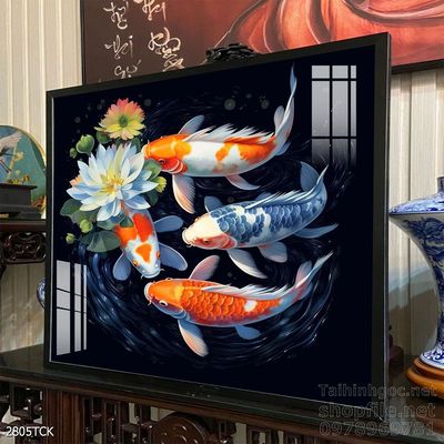 Tranh cá chép hoa sen đẹp mang nhiều ý nghĩa