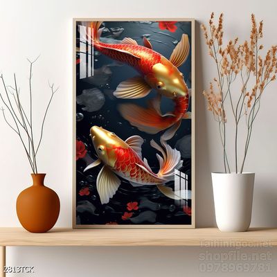 File tranh cá chép hoa sen mẫu mới nhất