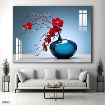 Mẫu tranh bình hoa sang trọng đẹp độc đáo