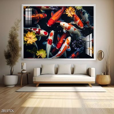 Tranh cá chép hoa sen