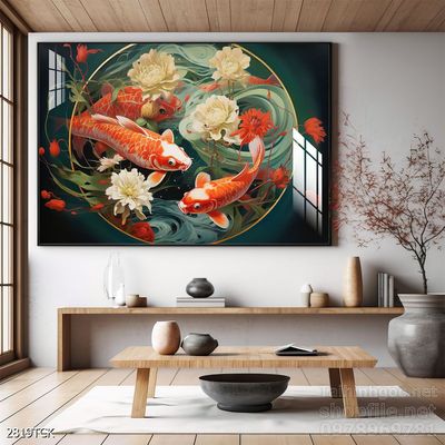 Tranh cá chép hoa sen treo tường mang nhiều ý nghĩa