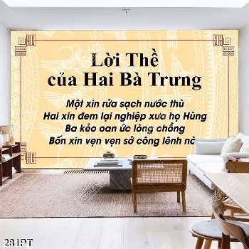Tranh gắn tường lời thề của Hai Bà Trưng in uv