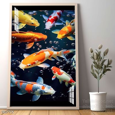 Tranh cá chép hoa sen cực đẹp