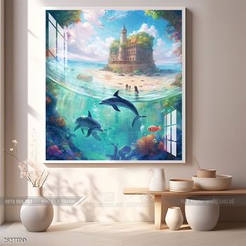 Tranh cá heo đẹp độc đáo