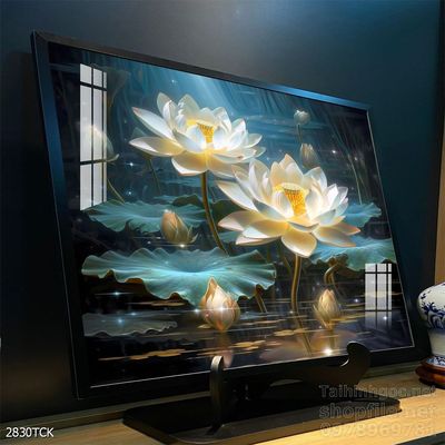 Tranh trang trí phòng khách cá chép hoa sen