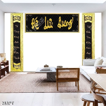 Tranh thờ tổ tiên Đức Lưu Quang in kính