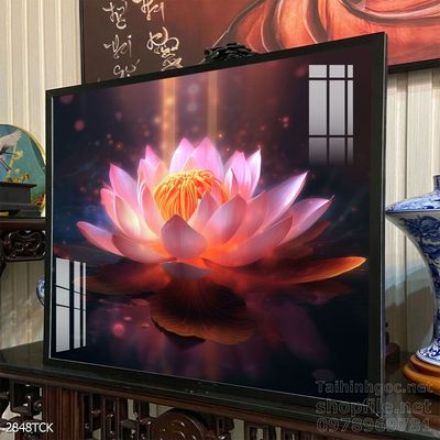 Tranh trang trí phòng khách cá chép hoa sen