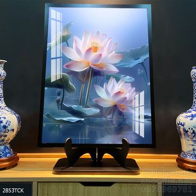 Tranh cá chép hoa sen nghệ thuật hiện đại