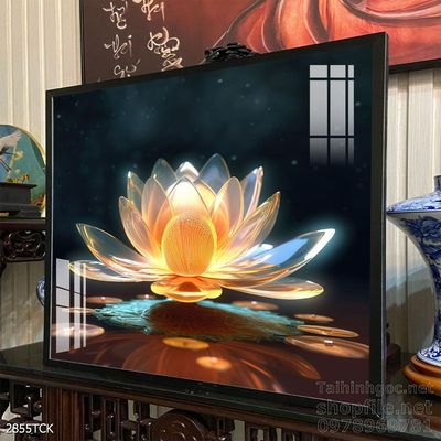 Mẫu tranh decor tường cá chép hoa sen