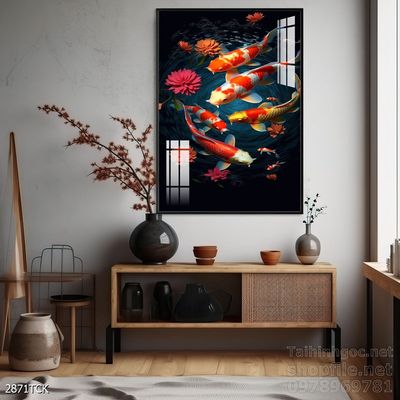 Tranh cá chép hoa sen cực đẹp