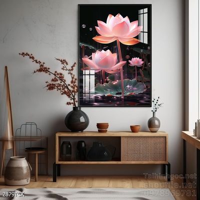 Tranh cá chép hoa sen nghệ thuật hiện đại