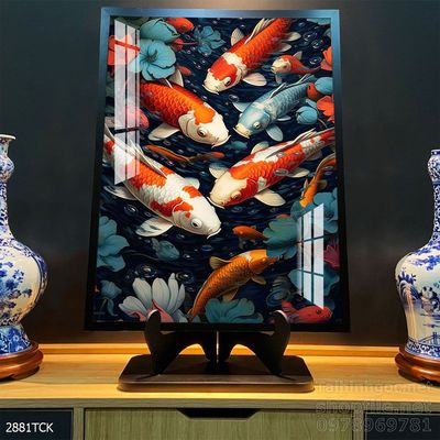 Tranh cá chép hoa sen treo tường mang nhiều ý nghĩa