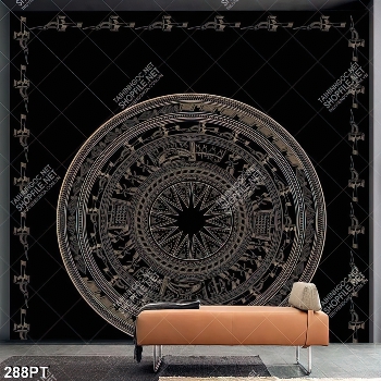 Tranh trang trí phòng hoạ tiết trống đồng nghệ thuật