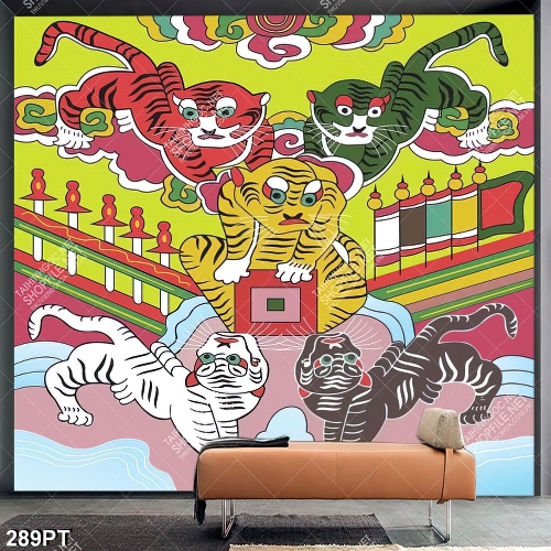 Tranh trang trí nội thất ngũ hổ in uv