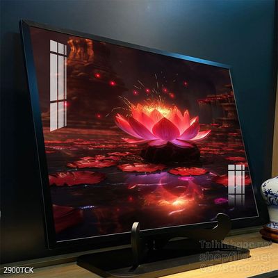 Mẫu tranh decor tường cá chép hoa sen