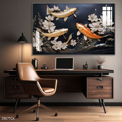 Tranh cá chép hoa sen treo tường mang nhiều ý nghĩa