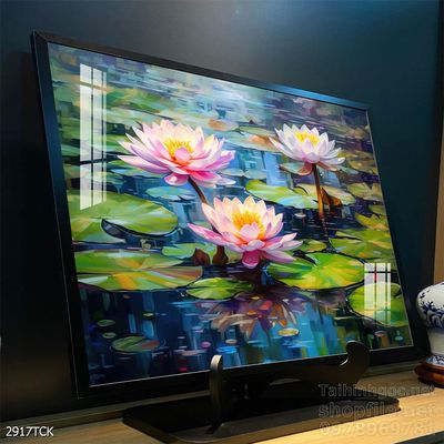 Mẫu tranh decor tường cá chép hoa sen